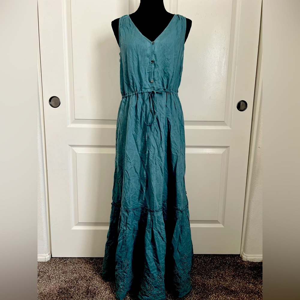Lucky Brand eyelet teal dress